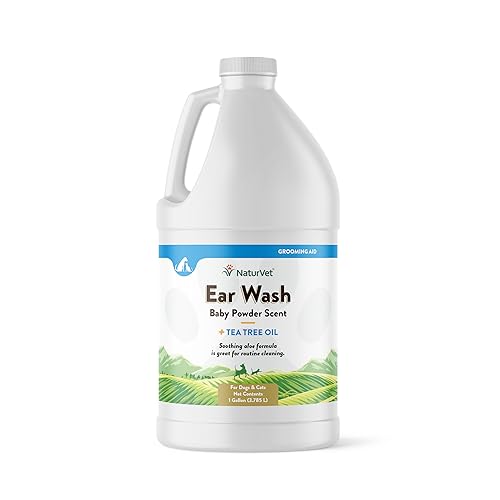 NaturVet Ear Wash with Tea Tree Oil (Aloe & Baby Powder scent) Gallon, 16 Oz