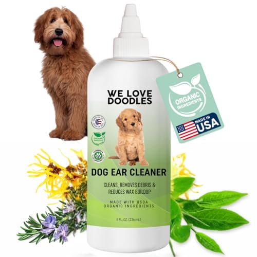 We Love Doodles Organic Dog Ear Cleaner | Ear Wash for Dogs | Made in USA | Natural | Clean Ear Drops | Prevents Infection, Itching & Odor | Puppy Ear Cleanser | Pet Cleaning Ears Solution